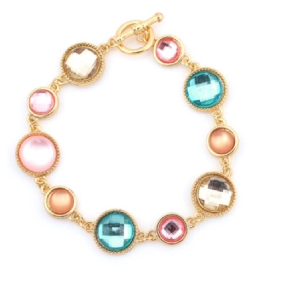 Multicolored stone gold plated bracelet.